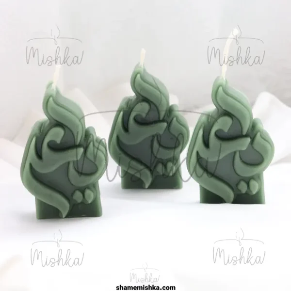 عکس سه تایی شمع یاعلی سبز رنگ در کنار هم