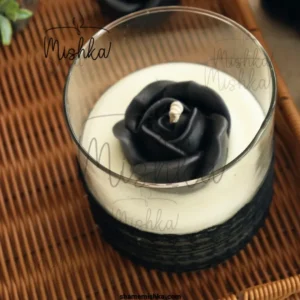 عکس از نمایه سه رخ شمع شیشه گل رز مشکی