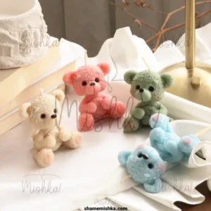 عکس چهار رنگ مختلف شمع خرس مهربون